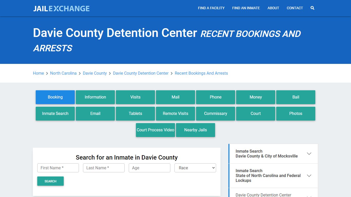 Davie County Detention Center Recent Bookings And Arrests - Jail Exchange