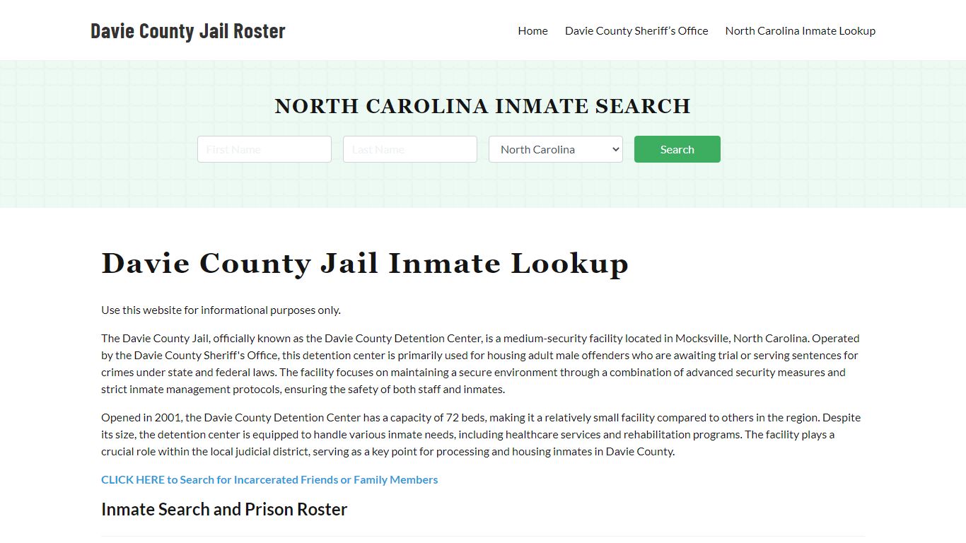 Davie County Jail Roster Lookup, NC, Inmate Search