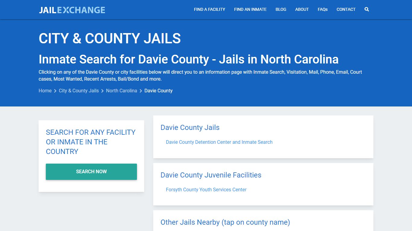 Inmate Search for Davie County | Jails in North Carolina - Jail Exchange